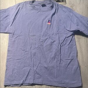 purple Leland t-shirt with horizontal stripes size L/XL WELLINGTON APPAREL